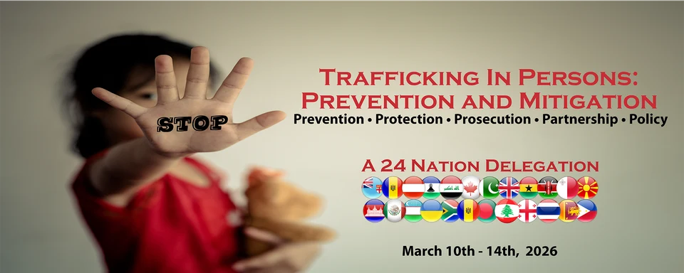Trafficking prevention and mitigation delegation graphic, March 10–14, 2026; readable text follows.