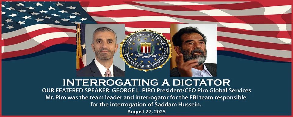 Archived George L. Piro program graphic, dated August 27, 2025; readable text follows.