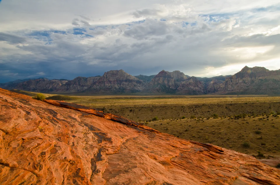 Red Rock Canyon and the Southern Nevada desert at sunset